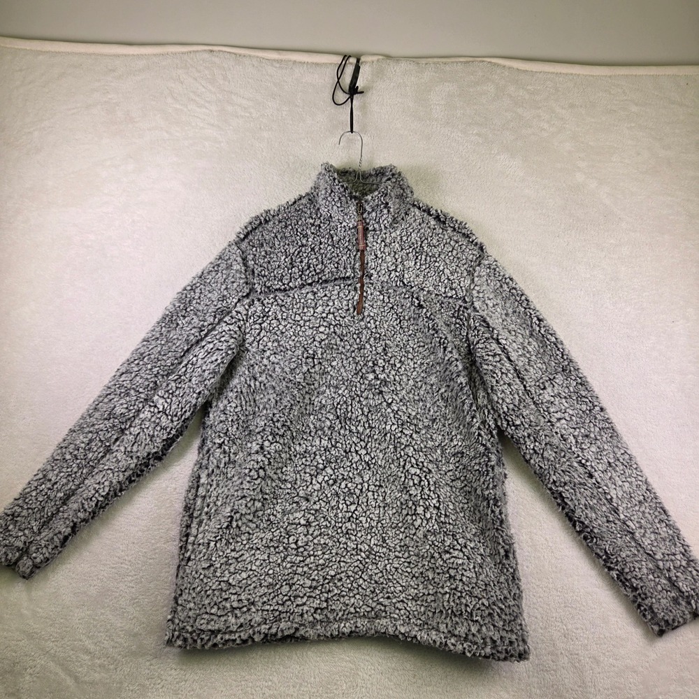 Alpine Sherpa Mens Gray Marled Quarter Zip Fleece Pullover Jacket Size Medium